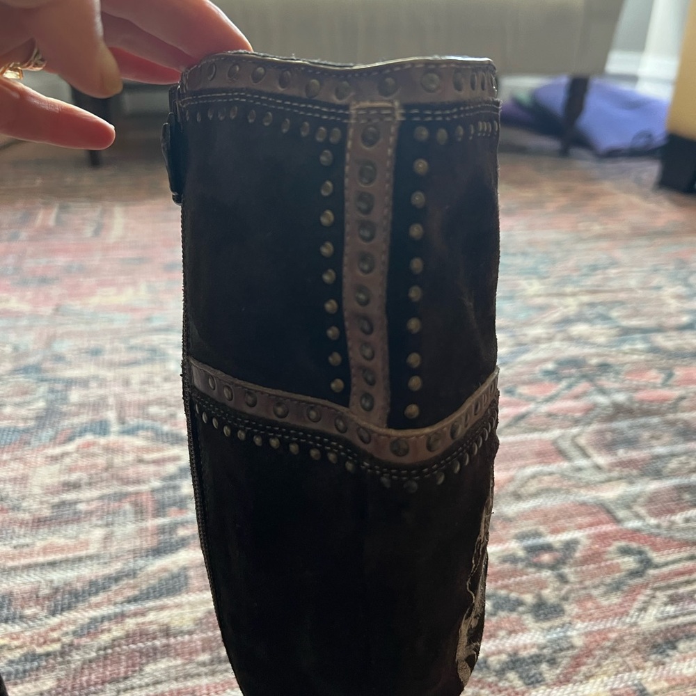 Women’s Mark Nason Embroidered Brown Suede and leather Boots size 8 - Picture 12 of 15